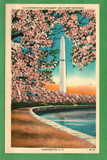 Postcard Washington Monument And Cherry Blossoms Riverside Dr Washington D. C. picture