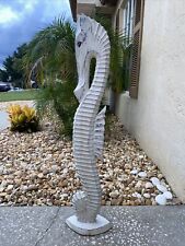 39” SEAHORSE HAND CARVED WOOD TROPICAL SCULPTURE BIRD DECOR picture