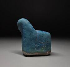 CIRCA AN IMPORTANT PERSIAN SELJUK KASHAN CERMAIC BLUE GLAZED CHESS PIECE, HORSE. picture