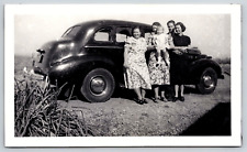 Photograph Vintage Automobile Car Family Women Man Baby Fashion Landscape 1940's picture
