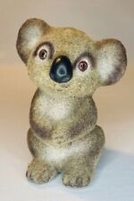 Adorable Vintage Flocked Koala Bear Coin Bank Koala Bear Piggy Bank Big Eyes picture