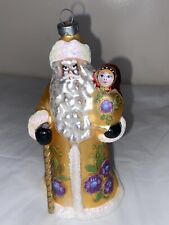 Damaged OLD WORLD RUSSIAN SANTA WITH NESTING DOLL ORNAMENT~BLOWN GLASS~CHRISTMA picture
