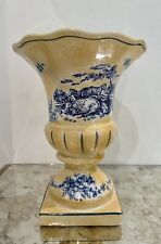 Vintage Yellow with Blue Pasture Flowers Porcelain 12” Vase picture