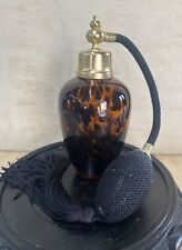 Vintage Leopard Print & Brass Perfume Atomizer Black Bulb picture