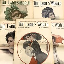 1909 LOT of 5: Ladies World Magazine Vtg Antique Jan Feb Mar May Jul Newspaper picture
