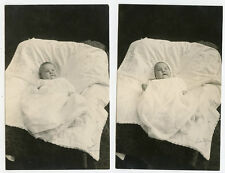 2 Real Photo Postcards - Same Baby - Fancy Blanket (ERMA ELOISE) 3 Mo Old picture