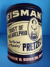 Vintage Original  Reisman's Toast Of Philadelphia  Pretzels Tin   12