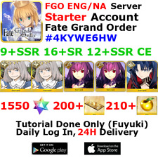 [ENG/NA][INST] FGO / Fate Grand Order Starter Account 9+SSR 200+Tix 1550+SQ #4KY picture