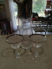 Vintage Dorothy Thorpe Style Silver Rim Fade Martini Pitcher +2 Silver Glasses picture