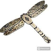 SUPERB VINTAGE NAVAJO Hand Carved STERLING SILVER Dragonfly Pin Brooch  picture