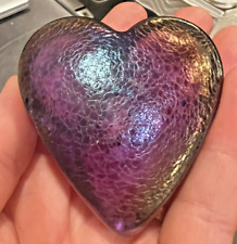 Robert Held Art Glass Iridescent Purple Heart Paperweight 2