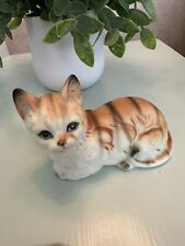 Vintage Enesco Striped Cat Kitten Bone China Figurine 3