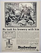 1937 Budweiser Emperor Charlemagne Vintage Print Ad Man Cave Art Deco Poster 30s picture
