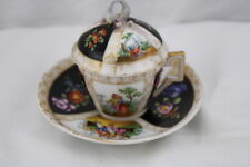 Augustus Rex Helena Wolfsohn Covered Demitasse Miniature Cup Saucer Repaired Lid picture