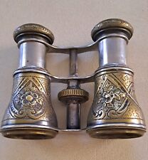Opera Glasses/Binoculars Antique Brass Raised Relief Rare picture