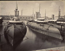 France, Cherbourg, Navy Militaire, Vintage Albumen Print Torpedo Boats  picture