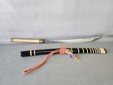 Vtg Thai DHA Burma Sword w/ Wood Scabbard 22” Long 19.5” Blade w Markings picture