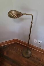Vtg Brass Adjustable Clam Shell Floor Lamp Mid Century Hollywood Regency 40-57” picture