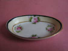 NIPPON HAND PAINTED CHINA CELERY SALT CELLAR w/RED FLOWERS, c1930 picture