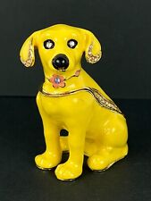 Bejeweled Work of Art Enamel Austrian Crystal Yellow Dog Figurine Trinket Box picture
