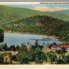 c1940s Waynesboro, VA Sherando Lake Birds Eye Blue Ridge Mountains Resort A234 picture