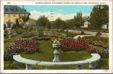 1937 CROOKSTON Minnesota Postcard Sunken Garden, Northwest School of Agriculture picture