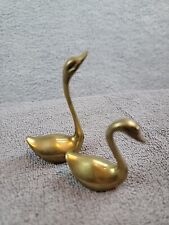 VTG Brass Swan Figurines, Lot of 2, Mid Century Modern Decor picture