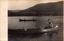 Vintage RPPC Postcard Boys Canoeing on Lake c.1904-1918                    12412 picture