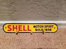Vintage, Cast Iron SHELL MOTOR SPIRIT SOLD HERE Advertising Sign & Key Holder picture