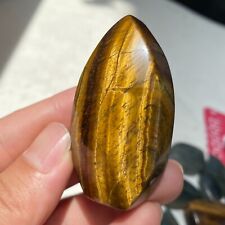Natural Yellow Tiger Eye Stone Quartz Crystal Carved Shield Carving Gem Healing picture