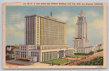 Los Angeles California, US Post Office & Federal Building City Hall Vtg Postcard picture
