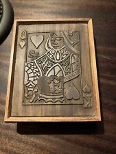 VTG Playing Card Carved Wood Box King & Queen Of Hearts picture