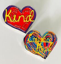 Kind Embrace Hope Pin Badge Rare Vintage Love Colour Twin Gift Set (F10) picture