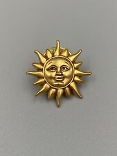 Vintage  Smiling Sun God Gold Colored Pin Brooch picture