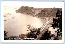 Lansing Iowa IA Postcard RPPC Photo River Scene Aerial View c1940's Vintage picture