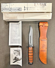 KA-BAR USA No. 1217 USMC fighting knife, leather sheath; NIB w paper picture