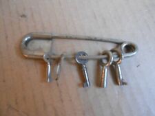 Lot Of 5  Vintage Antique CABINET  Keys.  on LARGE SAFETY PIN picture