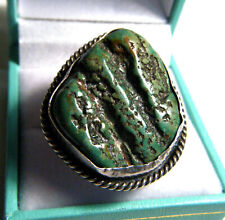 RARE H Harrison Yazzie Navajo Royston Turquoise Nugget Wide Sterling Sz 10 Ring picture
