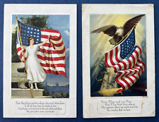 2 Patriotic Greetings Antique Postcards. EMB. Flag Series #4. Victory & Eagle picture