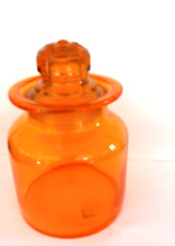 Vtg Takahashi Glass Orange Daisy Lid 6 in Apothecary Jar Canister picture