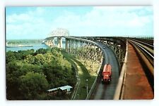 The Huey P Long Bridge Along Mississippi River New Orleans LA Vintage Postcard picture