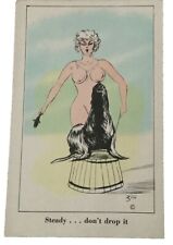 c1940 Postcard Signed By  Ziti Novel Art Picture Co Risqué Seal Trainer picture