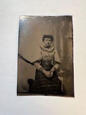 Vtg Tin Type Photo Young Lady picture