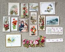 15 Antique Victorian Die Cut Card Scrap Collection 1800s Flower Junk Journal picture