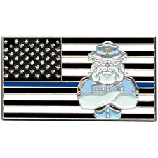 Massachusetts State Police BULLDOG MSP Trooper Thin Blue Line Flag Lapel Pin PBX picture