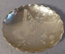 Arthur Armour Hammered Aluminum Oval Bowl Butterfly & Dogwood Gold Tone picture