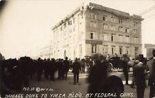1913 Mexican Revolution RPPC Mexico City YMCA 10 tragic days Photo Federal Guns picture