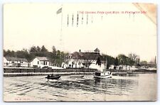 Postcard RPPC Pentwater Michigan Channel Life Saving Station Boats Posted 1909 picture
