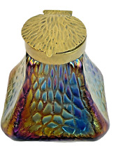 Loetz / Loetz Style Art Glass Iridescent Inkwell with Glass Insert - Late 19th C picture