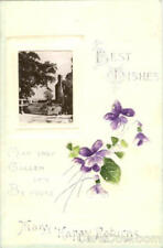 1909 Best Wishes Antique Postcard 1c stamp Vintage Post Card picture